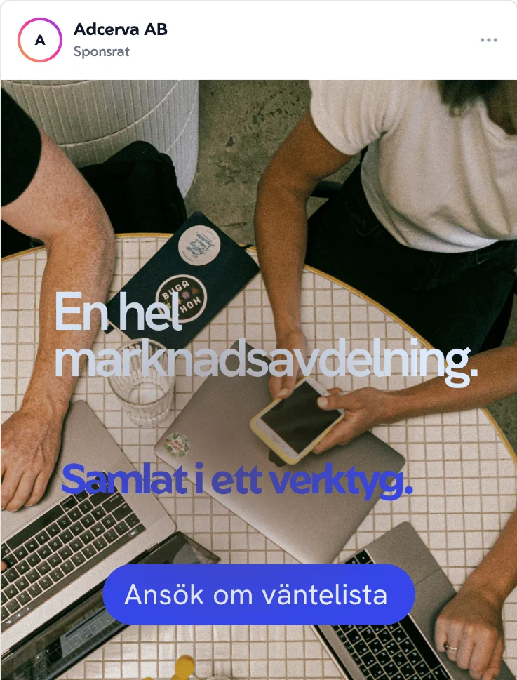 Förhandsvisning av en annons som den ser ut i Instagram-flödet